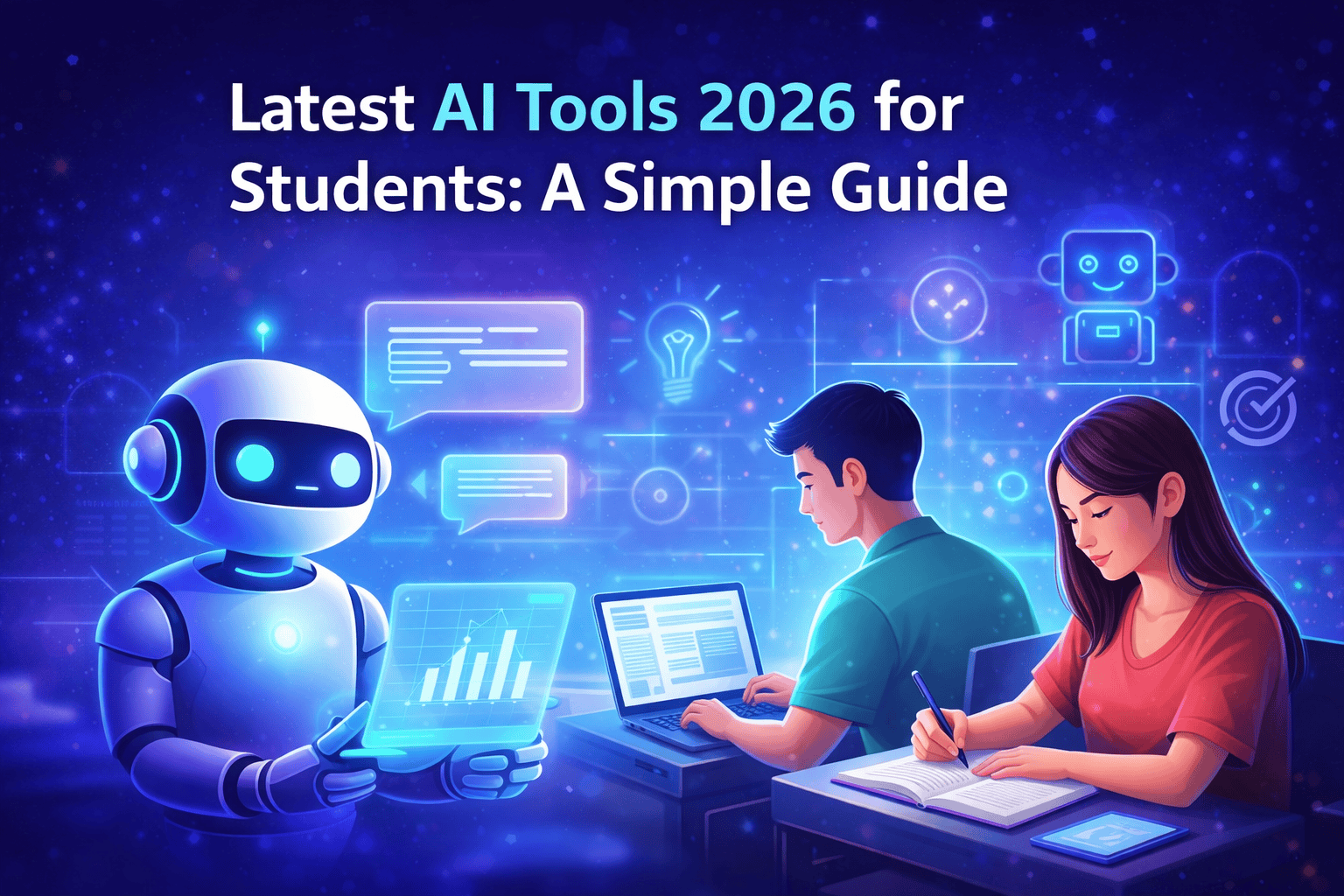 Latest AI tools 2026 for students helping with studying, writing, and learning using artificial intelligence