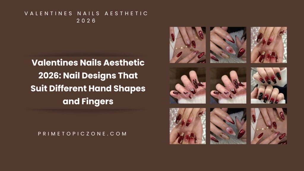 Valentines Nails Aesthetic 2026 showing romantic red nail designs that suit different hand shapes and finger lengths