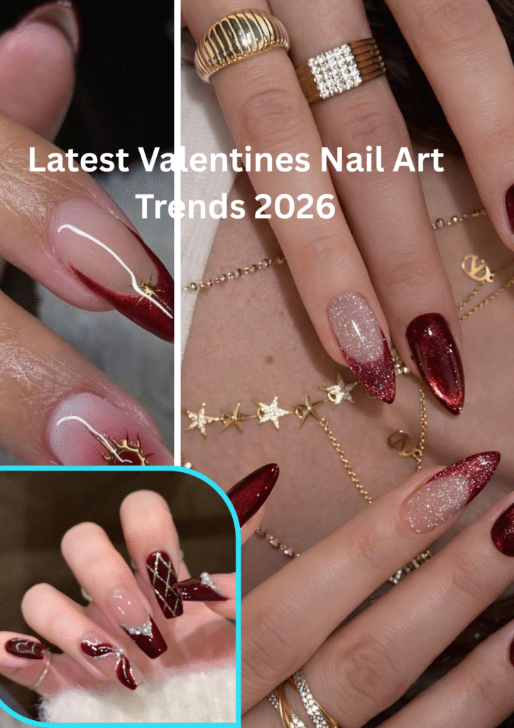 Valentines Nails Aesthetic 2026 showing romantic red nail designs that suit different hand shapes and finger lengths