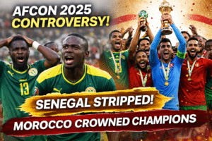 AFCON 2025 final controversy Senegal stripped title Morocco crowned champions celebration reaction