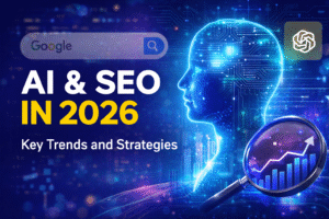 AI SEO strategy in 2026 showing AI search engines, Google AI Overview, ChatGPT, and search ranking analysis