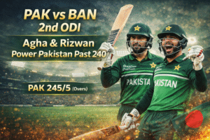 Pakistan vs Bangladesh 2nd ODI match as Salman Agha and Mohammad Rizwan lead Pakistan to 245/5 in Dhaka