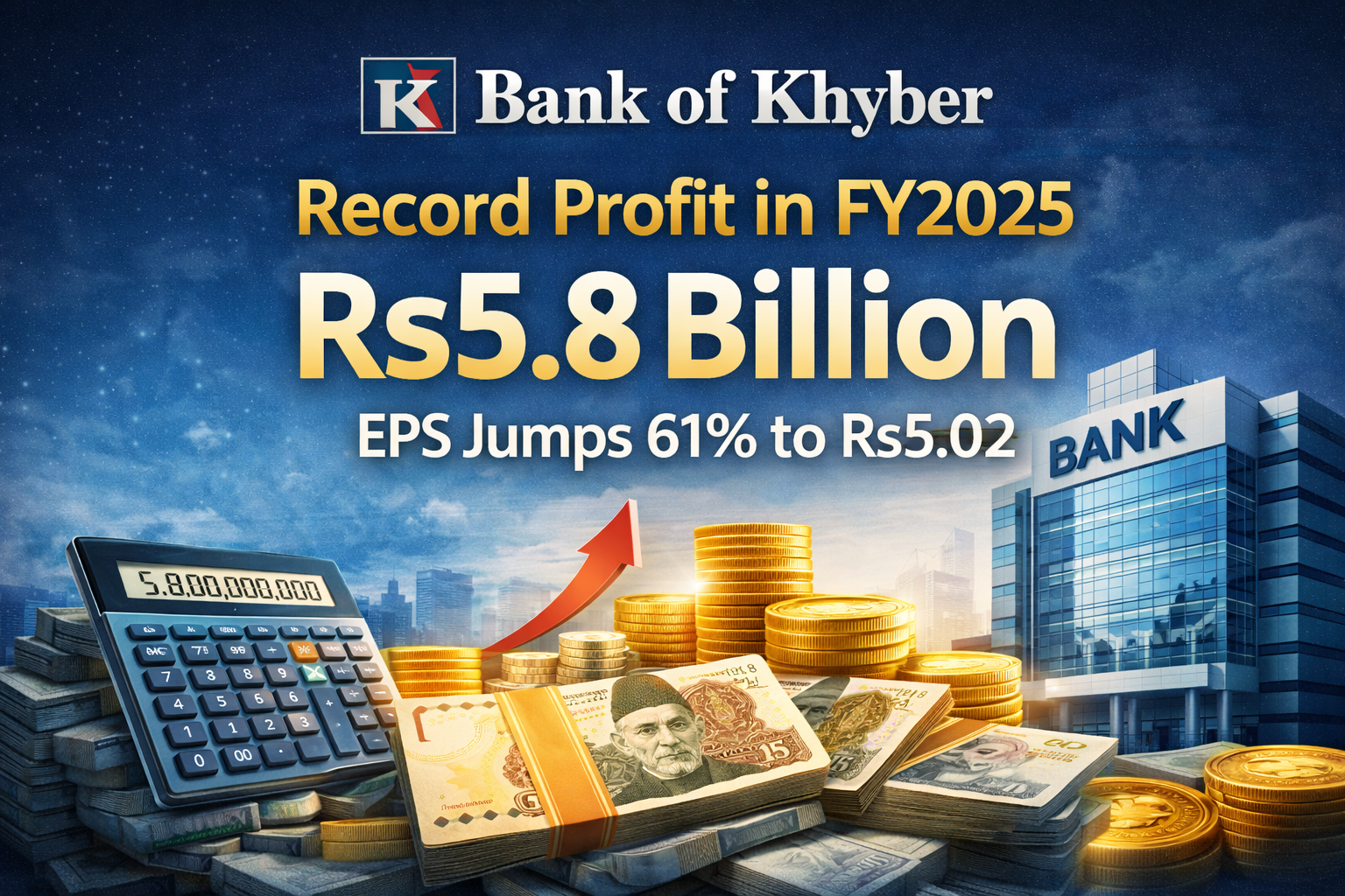 Bank of Khyber reports record Rs5.8 billion profit in FY2025 with earnings per share rising 61 percent