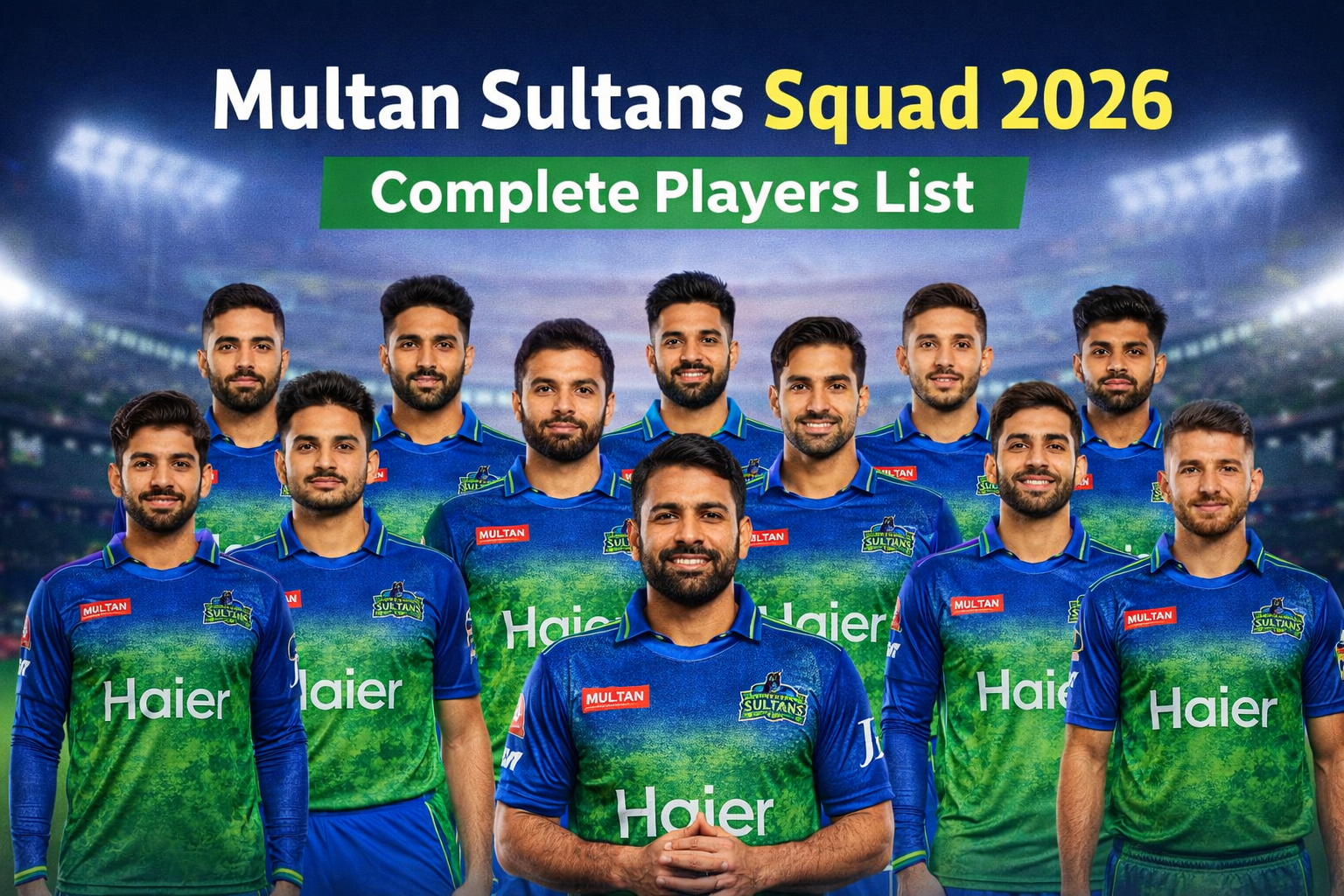 Multan Sultans Squad 2026 team players with captain Mohammad Rizwan PSL complete players list banner