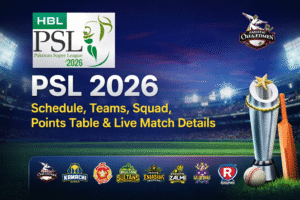 PSL 2026 schedule teams squad points table and live match details Pakistan Super League
